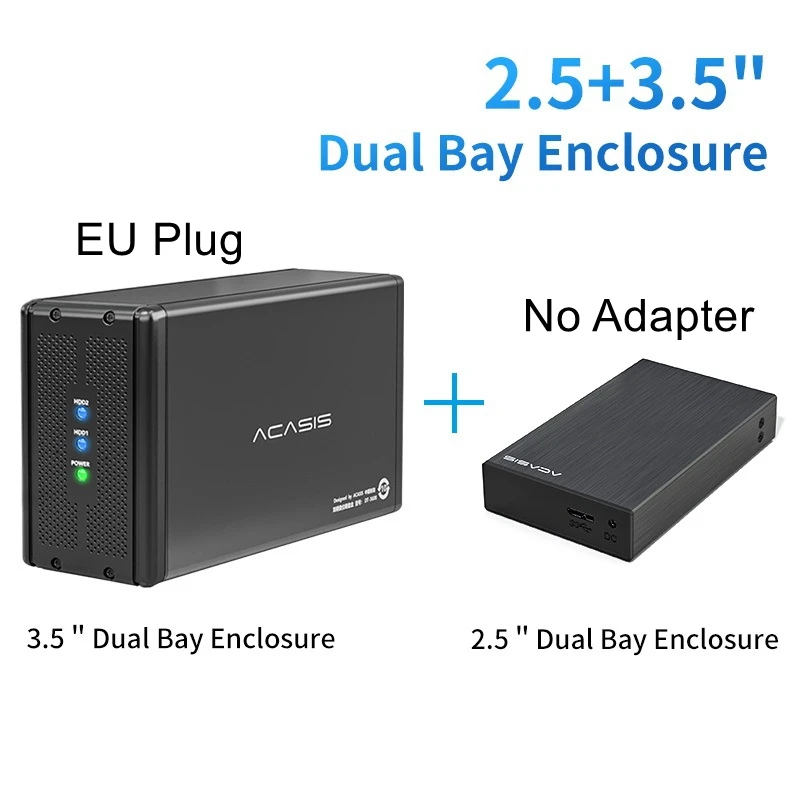 Acasis HDD Case Dual-Bay Disk Array Box for SATA Drives