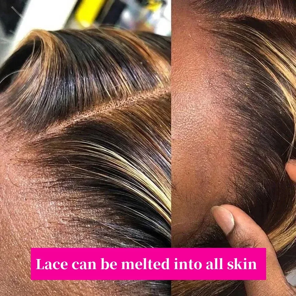 Blond Kroppsvågig Lace Front Peruk Äkta Hår Slingor Limfri 360 Full Lace Frontal Peruker Dam_voghion.com