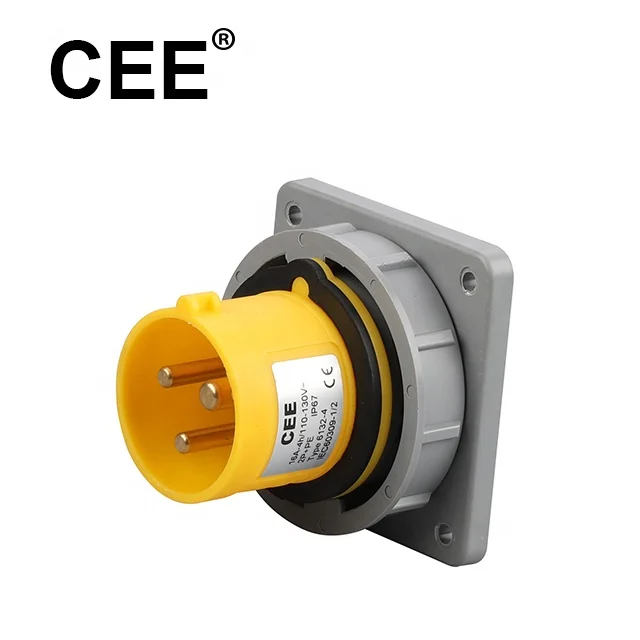 CEE 110v Wall Socket Ac Power Inlet Uk Plug Socket 3 Pin 16 Amp Male Industrial Surface Mounted