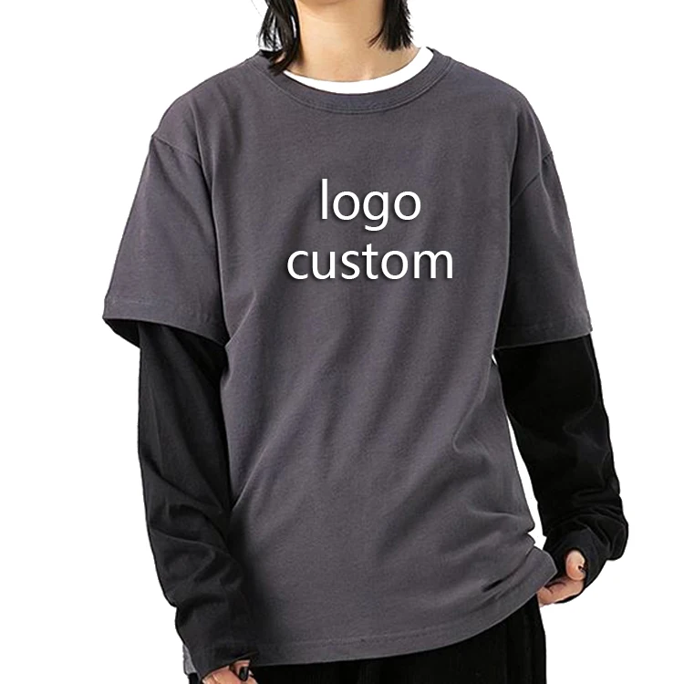 Source Factory Custom Blank Double Layer Long Sleeve T Shirt