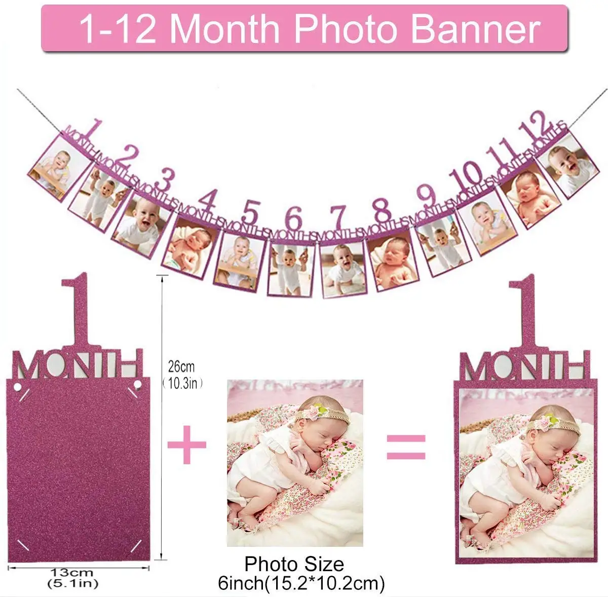 Start Party Girls Happy Birthday Banner Baby Photo Banner Latex ...