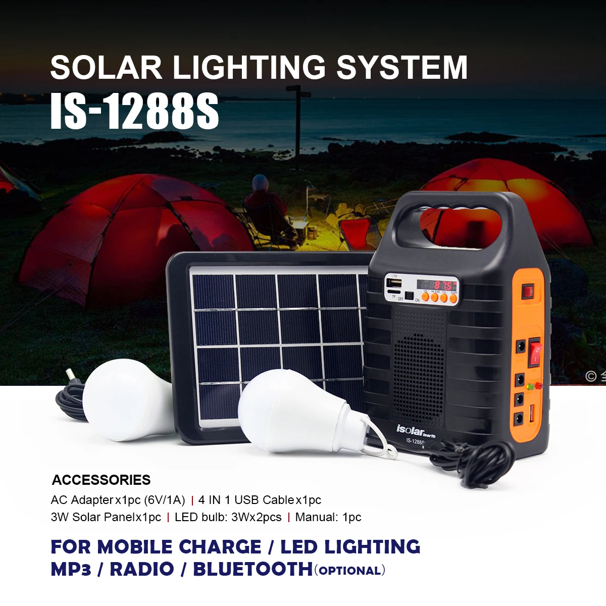 Mini USB Radio Speaker Portable  Off Grid Home Kit Solar Energy Panel Kit Mini Solar Light Kits Lighting Systems