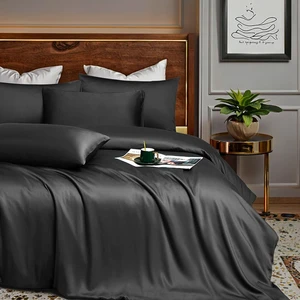 Luxury High Quality 100% Organic Bamboo Silk Bedding Set OEKO-TEX Certified 300TC Thread Count All-Season Eco-Friendly Bed