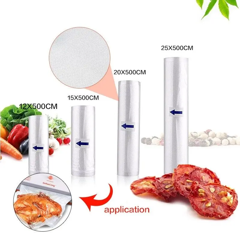 Vacuum Seal Bag Roll Embossed Transparent One Side Vacuum Sealer Bags