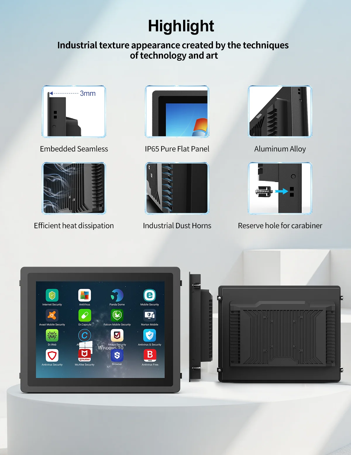 10 13.3 15.6 Inch Industrial Touch Monitor with IPS FHD Aluminum Frame USB HDMI VGA for Factory Automation