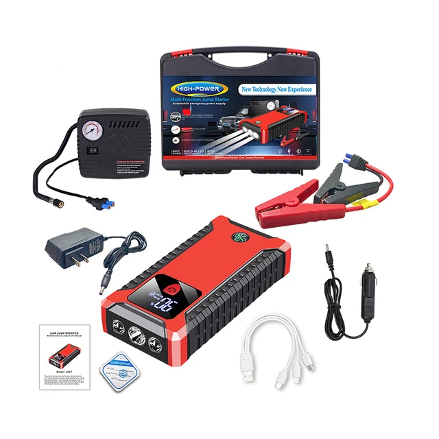 Car Power Bank Jump Starter Multi-function Emergency Tools Portable Jumper 2 in 1 Car Jump Starter With Tyre Pump Air Compressor