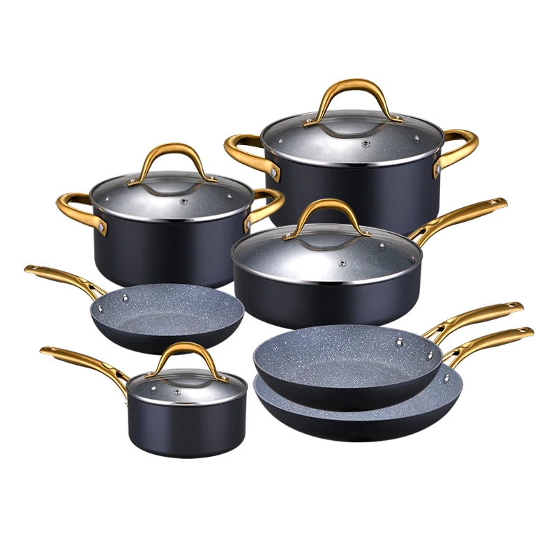Hard Anodized Aluminum Cookware Set Induction Cooker Non Stick Luxury