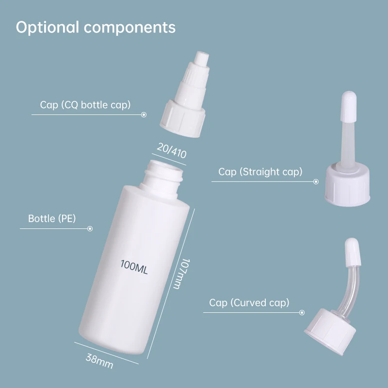 Empty 60ml 100ml Squeeze Cylinder Shape Hdpe Ear Cleaning Liquid Bottle With Silicone Needle Tip Applicator Pet Care Use Bottle