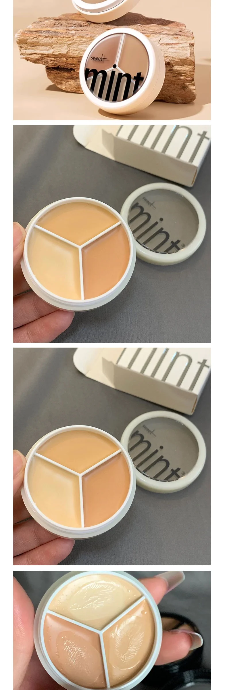 Three Color Concealer Cover Dark Circles Cover Acne Spots Nude Makeup Concealer Cream Palette 0880