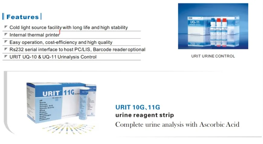 Compact Design and Easy Operation Urine Analyzer URIT 50  Urine Meter with Reagent Strip URIT 10G 11G