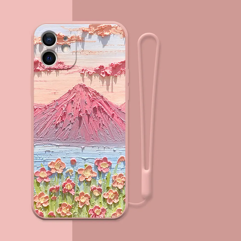 Oil Painting Flower Phone Case For Iphone X 7 8 10 11 12 13 14 15 Max Pro Plus Anti Fall Sjk183 Laudtec