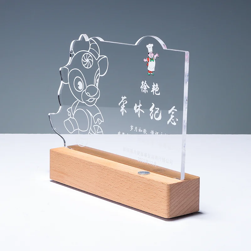 High quality wholesale customized creative design acrylic trophies awards plaques details