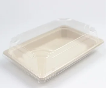 Compostable Bagasse Dona Box Fast Food Container Snack Box with Clear Lid  Compostable Container Biodegradab