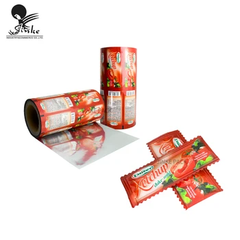 Custom Plastic Pet Aluminum Foil  tomato sauce food packaging ketchup packaging sachet film roll
