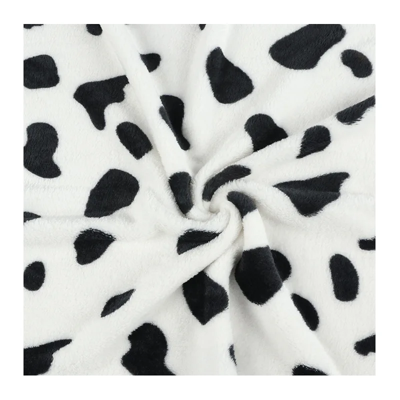 Hot selling cow print flannel fabric  coral fleece fabric double fleece fabric for winter