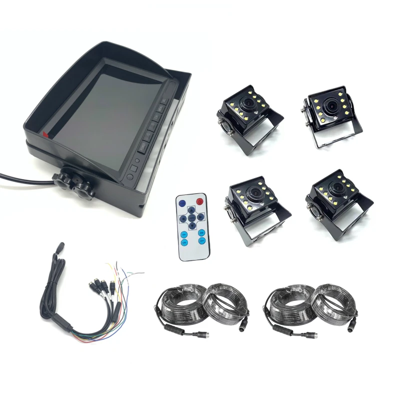 4トラックバスカメラ7インチスプリットスクリーンクワッドモニター4CH