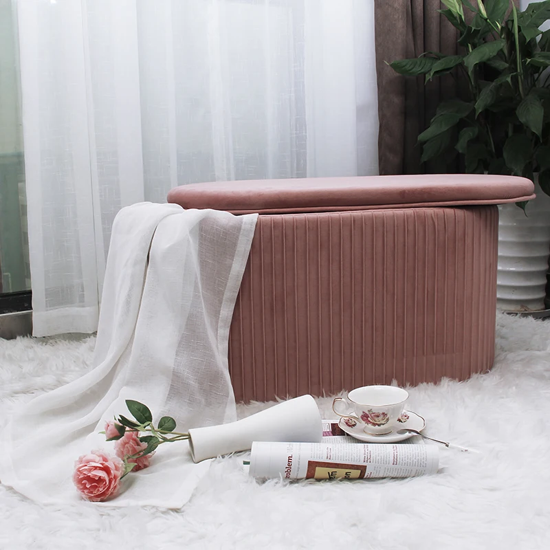 Customized Luxury High Quality Factory Wholesale Modern Furniture Big Velvet Pouf Ottoman Long Sofa Bench Chair