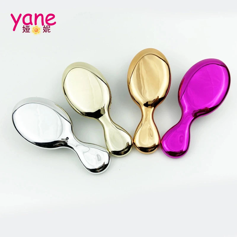 Electroplated Solid Pure Color Small Size Gold Silver Color Hair Brush