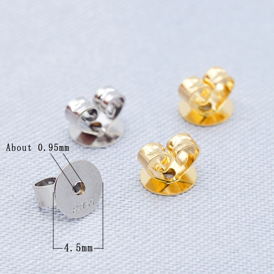 耳環　金環　①②まとめて 9K 14K 18k纯金耳环后塞塞耳柱蝴蝶夹耳环Au750精品