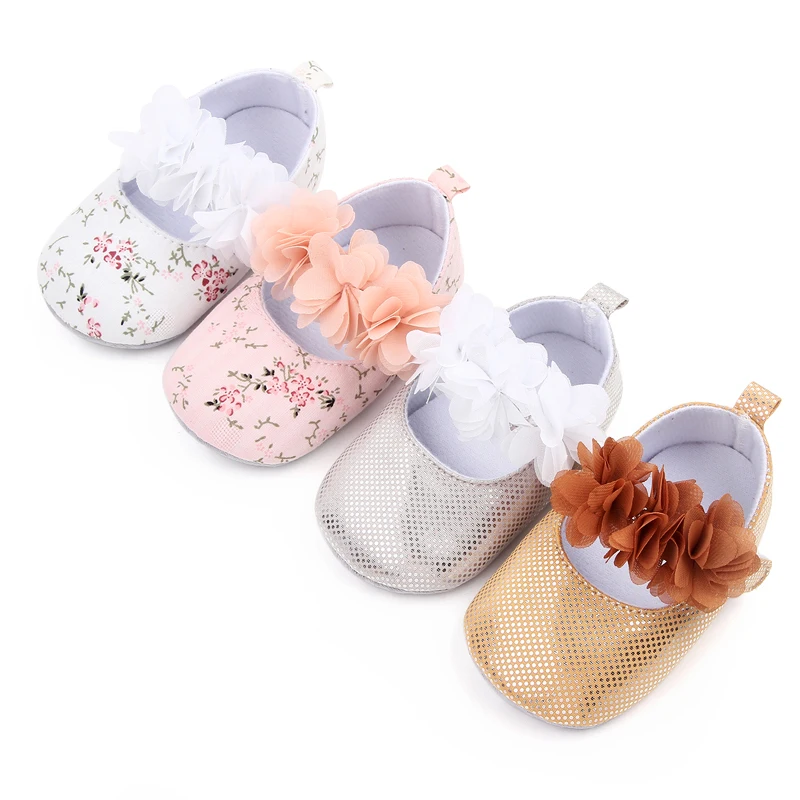Spring and Autumn Baby Girls Cute Multi-colored Flowers Princess Do Not Drop Shoes Indoor Toddler Shoes factory