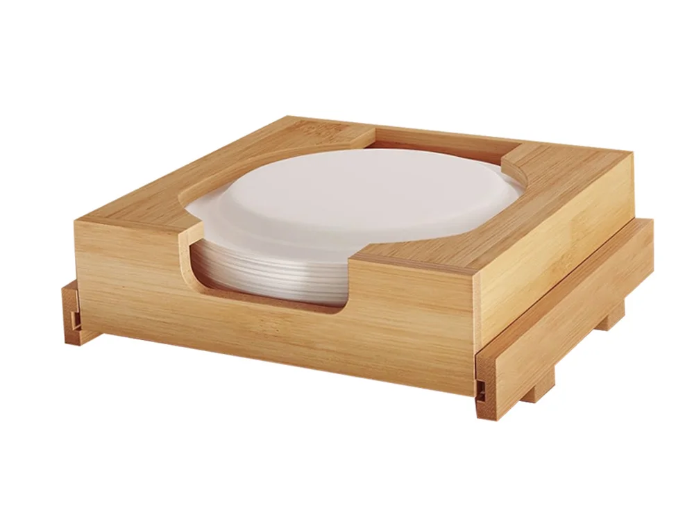 Rayshine Bamboo Paper Plate Dispenser Under Cabinet Bamboo Plates ...