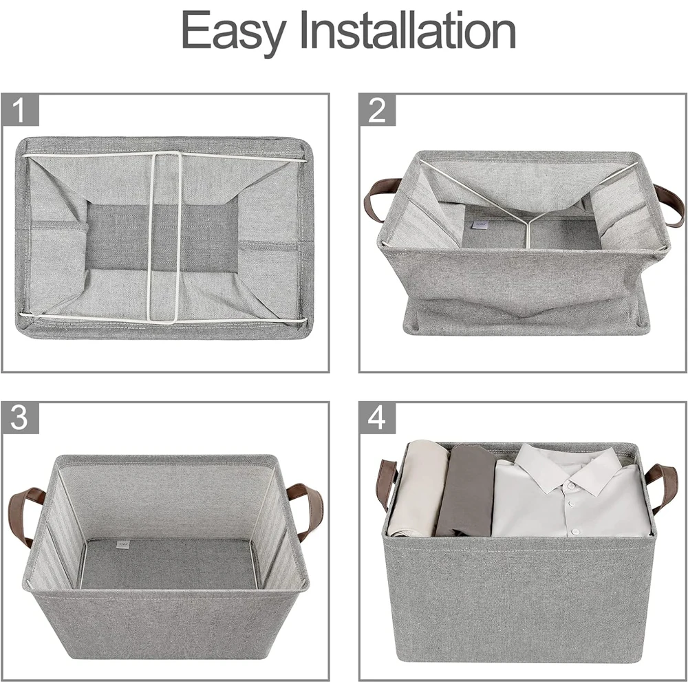 LINDON Home Storage Organization Foldable Stackable Storage Organizer Storage Boxes Bins for Closet