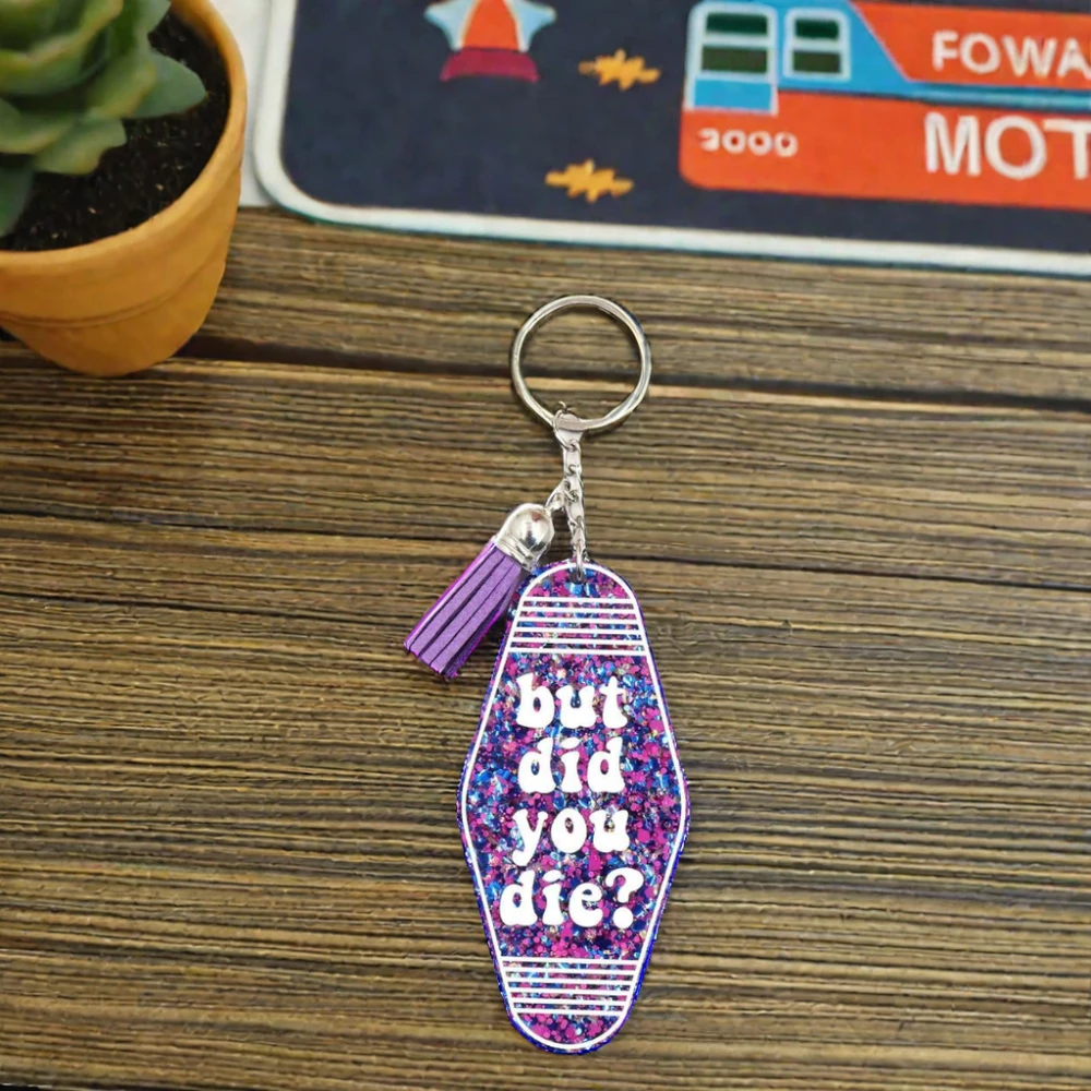 HYLKH1368 Retro Hotel Keyring Fun but Did You Die Motel Keychains Stainless Steel with UV Printing Gifts for Drivers manufacture