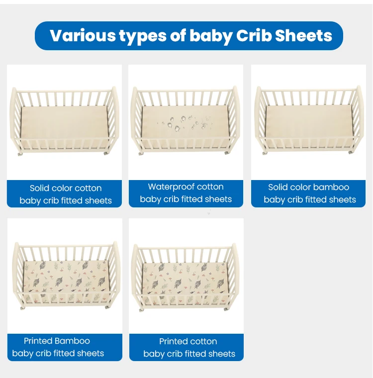 Custom Fitted Water Proof Bed Covers Baby Crib Fitted Sheets Cotton