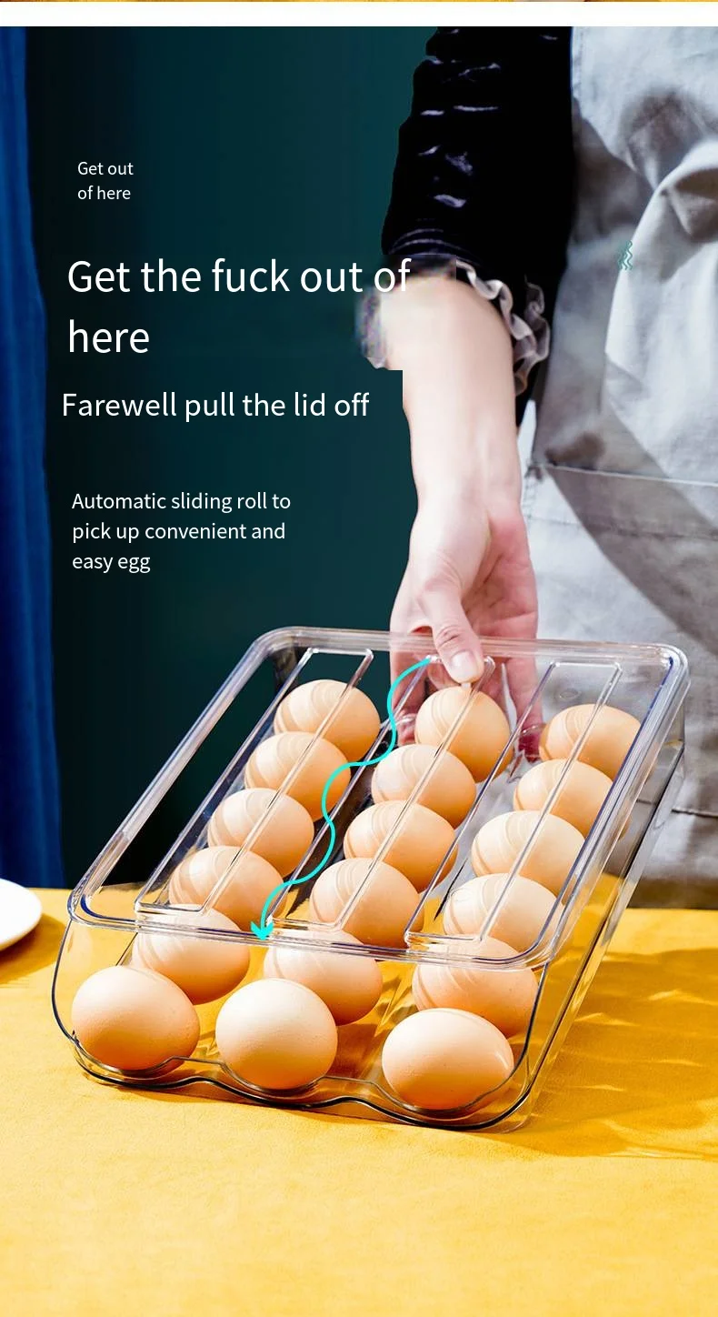 Household egg tray Kitchen refrigerator egg container Food preservation storage box Multi-layer roll-on egg carton with lid factory