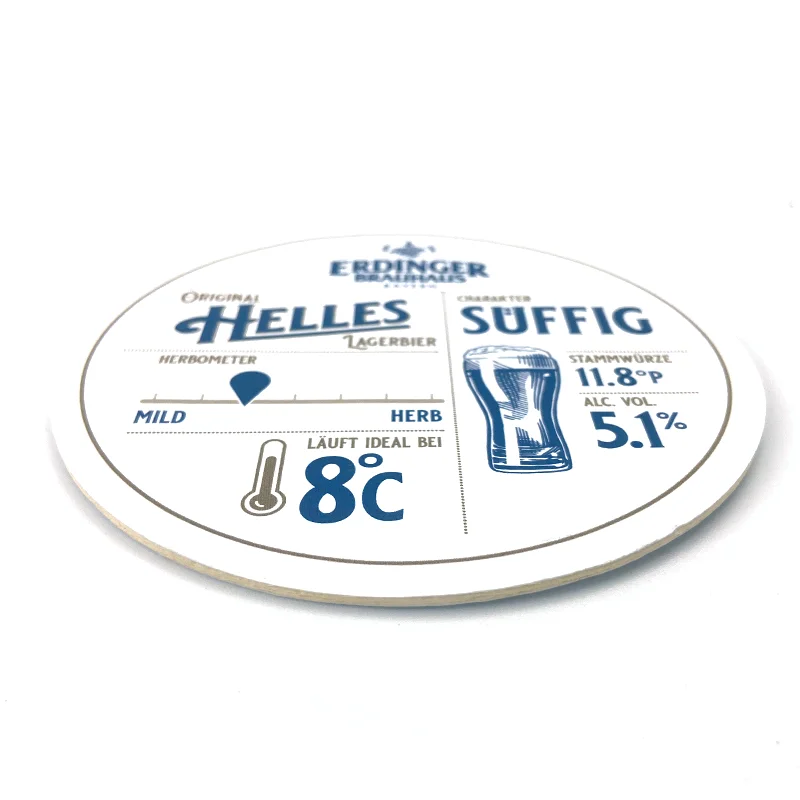 Customized Printed Personalized Cardboard With Logo Design Water Absorbent Office Hotel Tea Cup Beer Paper Coasters for Drinks