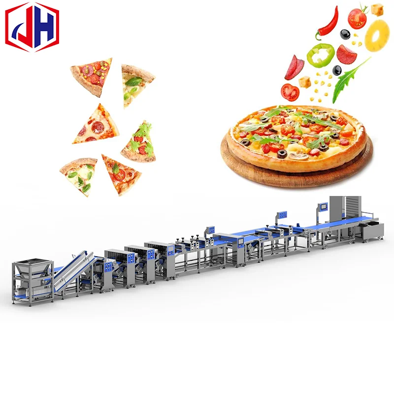 Kommerzielle Pizzabodenmaschine, automatische Pizzateig-Produktionslinie, anpassbare Pizza-Make-up-Linie für Lebensmittelfabriken