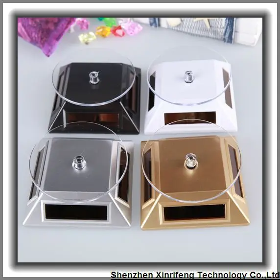 360 Degree Solar Rotating Display Stand Solar Panel Jewelry Showcase Acrylic Tray Product Display Stand