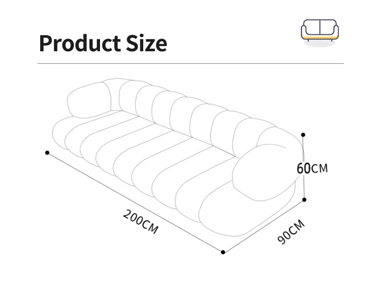 Simple Home Velvet Fabric Sofa Square Nordic 3 Seat Sofa Cream White