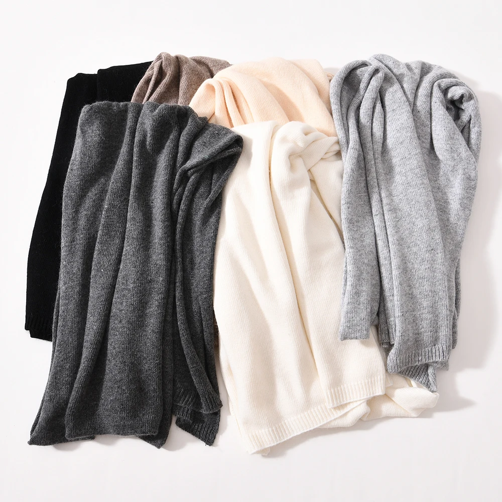 Soild Color Wool Knitted Long Scarves Shawl Cape Wholesale Warm Thick Luxury Outdoor Winter Custom Cashmere Scarf For Women_voghion.com
