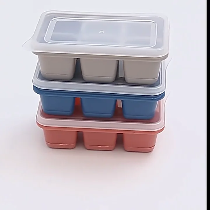 Silicone Ice Cube Mould With Lid 6 Grid Soft Bottom Ice Cube Mold ...