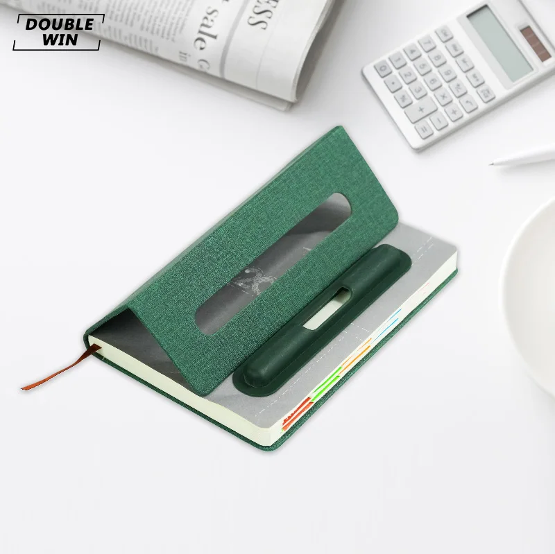2026 2027 Custom Logo Printing Pu Leather Cover A5 Spanish Diary Journal Agendas Notebook With Pen Holder