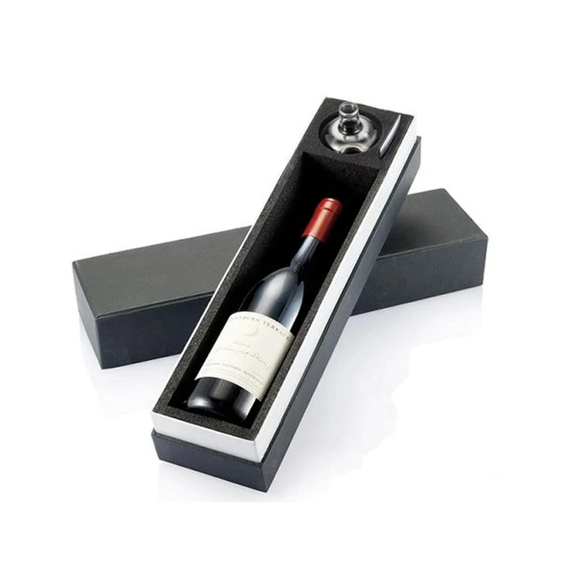 luxury matt black rigid cardboard liquor set packaging boxes custom made champagne whisky red wine bottles glass paper gift box