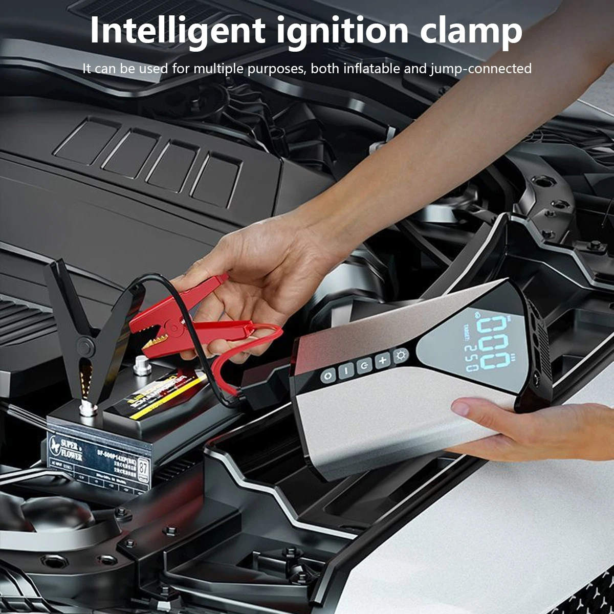 10000mAh ABS Air Compressor Tire Inflator Jump Starter 1000A 150 Psi Portable Car Emergency Tool Digital Pressure Gauge - view 5