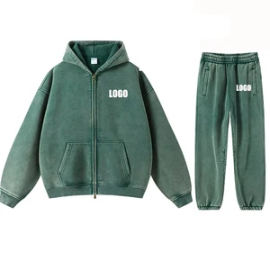 Winter New Washed Batik Old Sweater Sweatpants 360G Cotton Velvet Thickened Men's Women's Suit