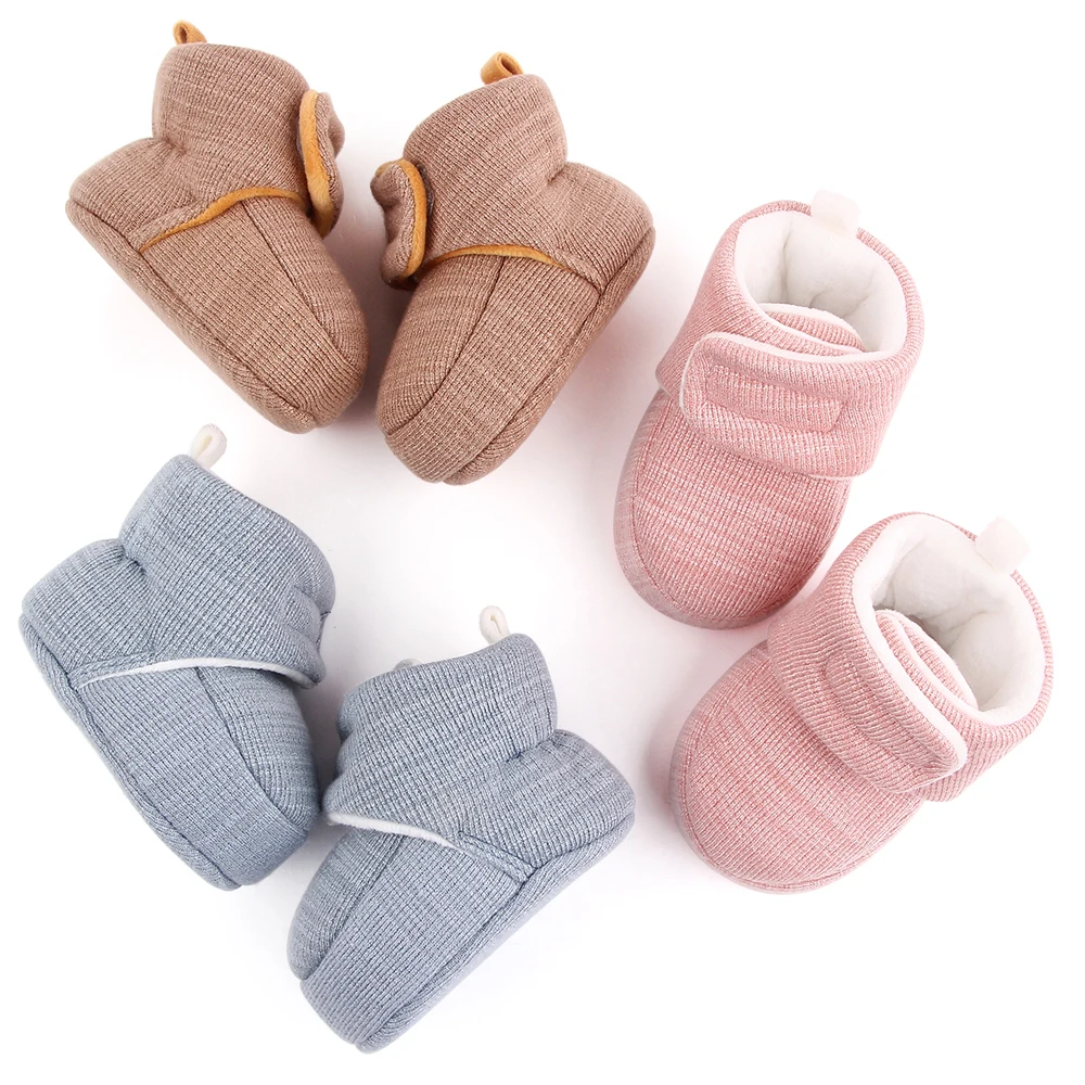 Solid Color Simple Cotton Baby Boots Soft Soled Toddler Shoes for Baby Boys and Girls in Winter factory