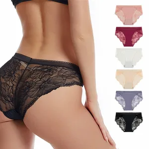 Luxury Women's Romantic Sexy Lace Thong Skinny Fit Hip Shorts Cutout Underpants Direct Sale Transparent Joker Panties