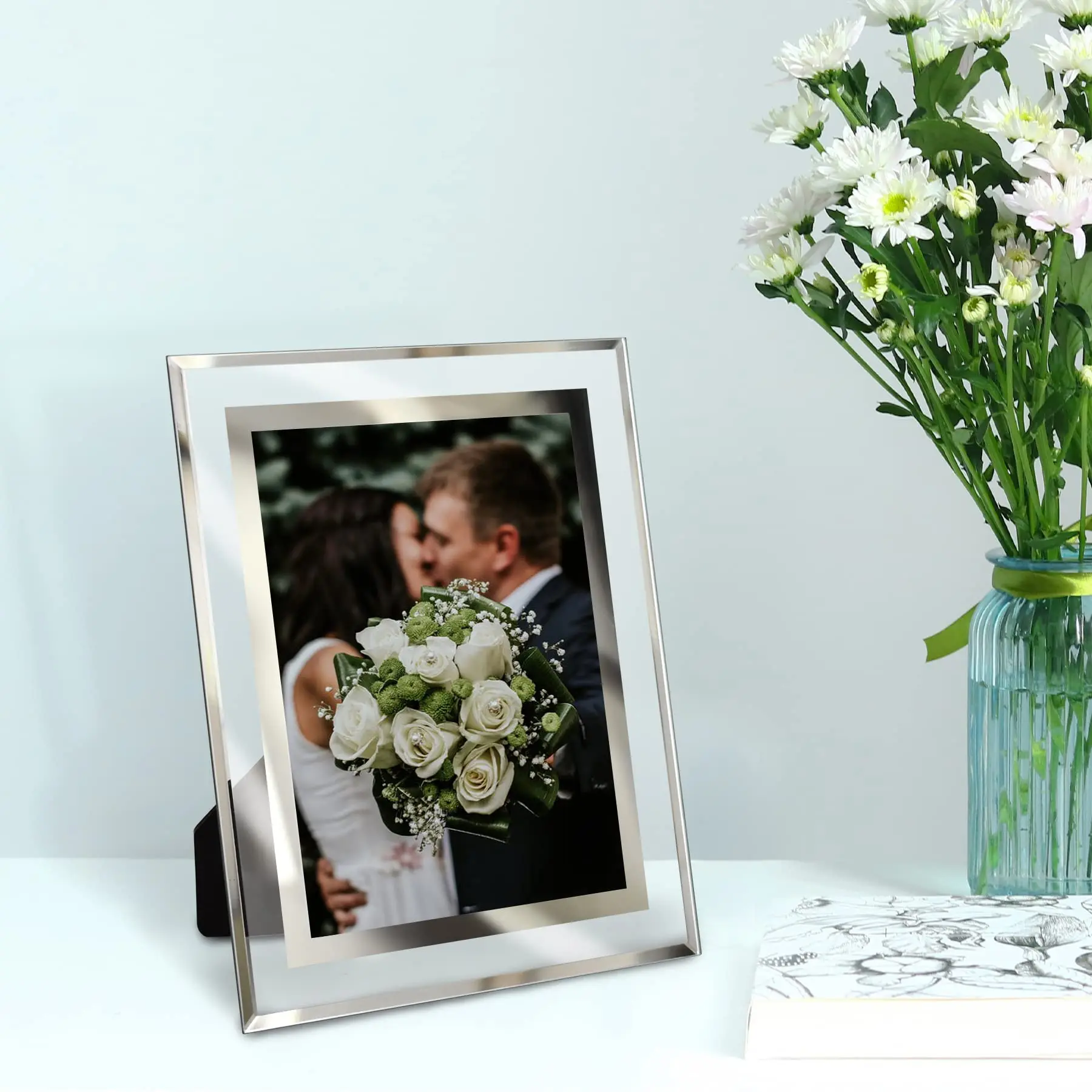 Customized Crystal Glass Gold Photo Frame 8x10 Picture Frame Glass For