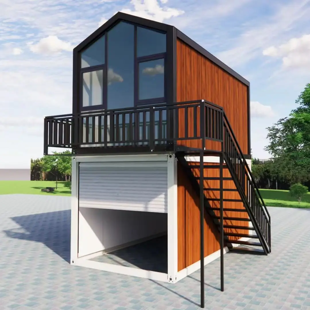 20ft Steel Prefab Metal Car Garage Detachable Flat Pack Modular Garage Container with Roller Door Portable Garage
