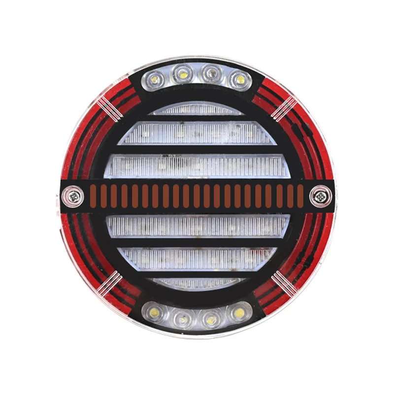 12V 24V Brake Driving Stop Flow Turn Signal Reverse Truck Side Light Round Red Led Trailer Tail Light for Car 0