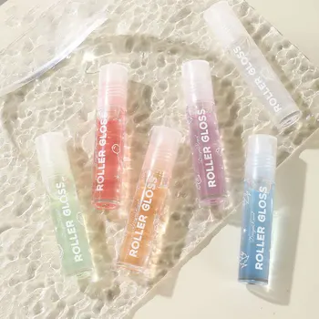 Wholesale Organic Gloss Glass Mirror Lip Oil Moisturizing Lip Plumping Transparent Nourishing Daily Care Roller Lip Gloss
