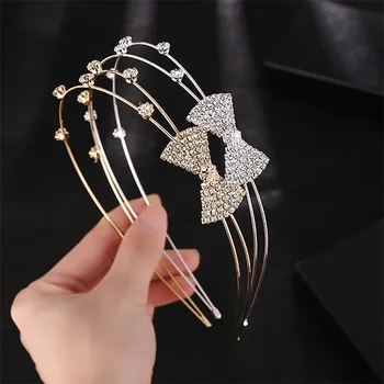 Ruigang Luxury Temperament Women's Hair Accessories With Bows Full Of Diamond Metal Headband