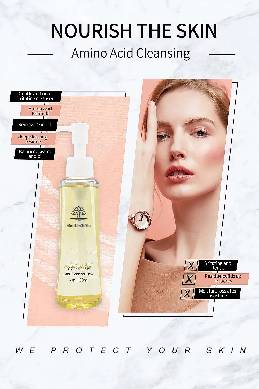 Korean Amino Acids Face Cleanser Custom Private Label Vegan Liquid Oil