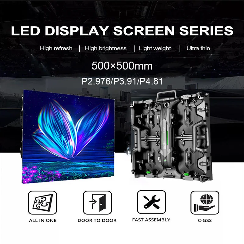 Hot Sale Full Color P2.976 P3.91 Stage Panel 500x500mm Indoor Rental Led Screen Display Diecast Nova High Brightness Led Panel