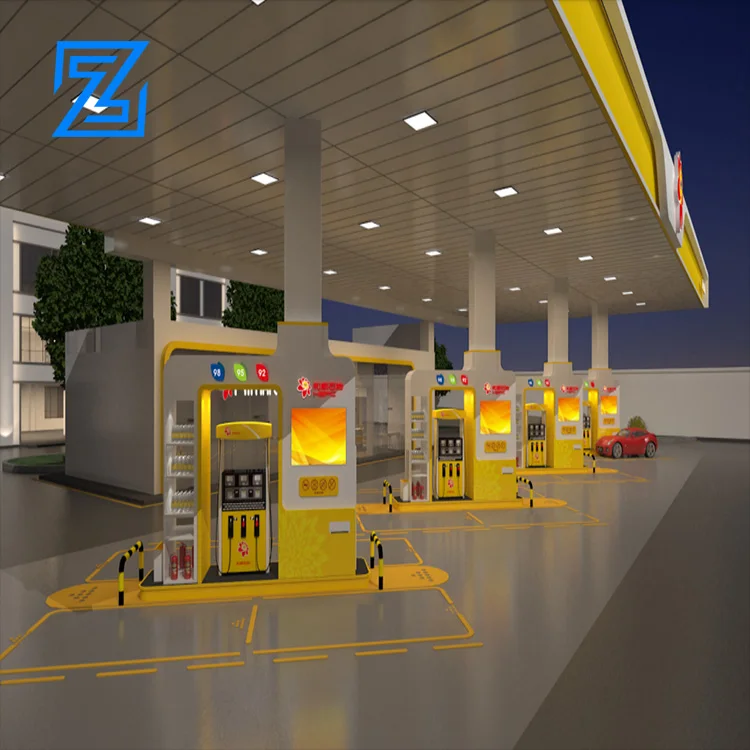 Fuel Station Set Steel Structure Space Frame Accessories Gas Filling Station Canopy and Gas Station Equipment