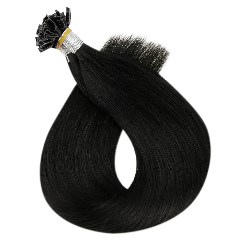 LaaVoo Human Hair Extensions Remy Pre-bonded Pure Color Fusion Nails Tip_voghion.com